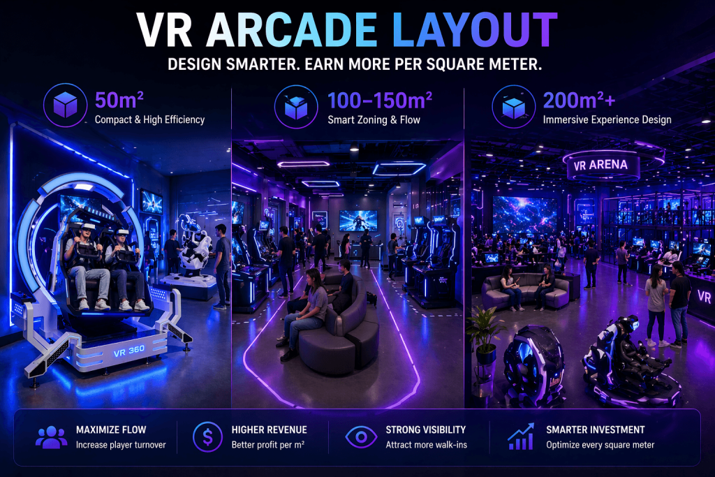 Vr Tracker Layouts VRアーケードレイアウトガイド:50㎡ vs 200㎡のフロアプランと投資対効果(ROI)戦略